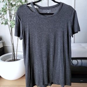 Sweet Tomato Ripped Neckline Gray Top. Size M